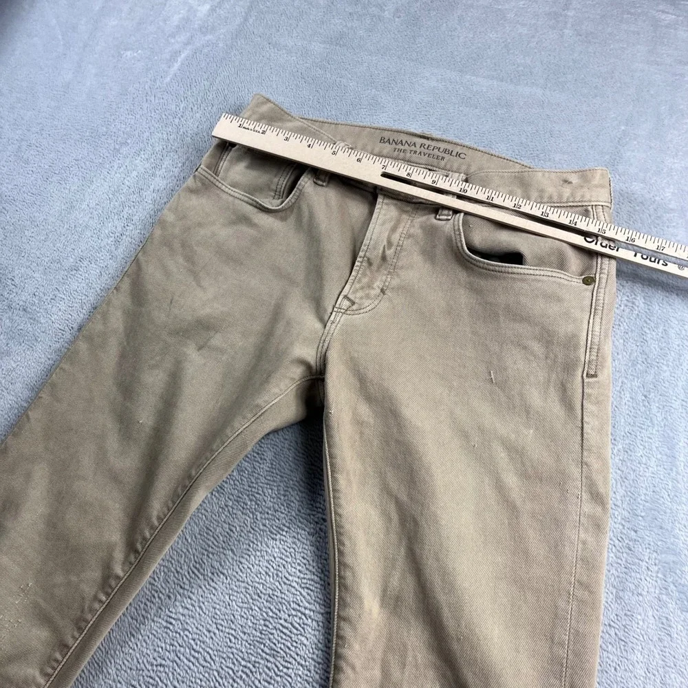 Banana Republic Traveler Pants Mens 28x32 Slim Fit Khaki Tan Stretch‎ Chino